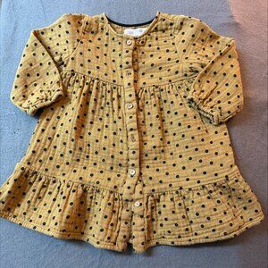 ZARA Girl's Mustard Polka Dot Cold Weather Dress 2-3 years (24-36 months)(3T)